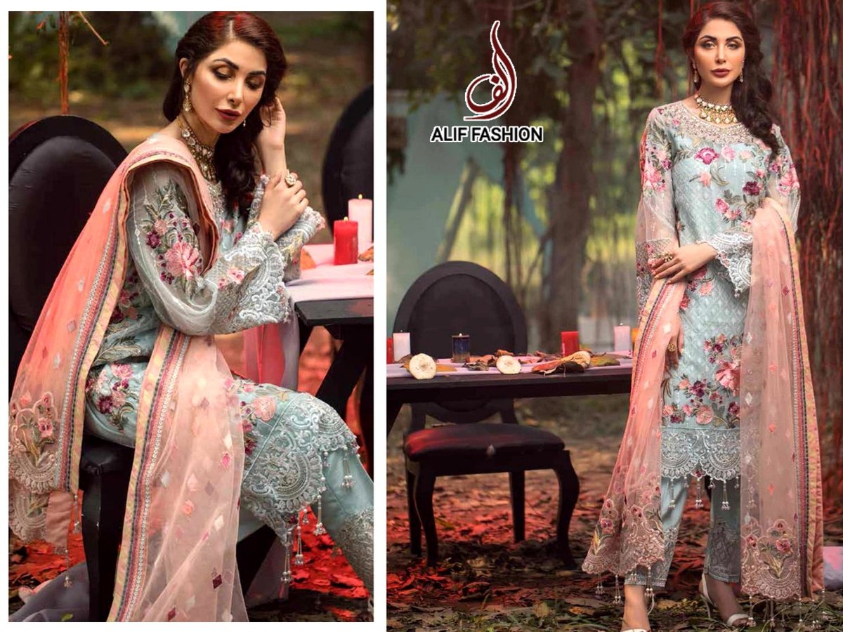 Alif Fashion Sidra Butterfly Net Fabric Suit 1