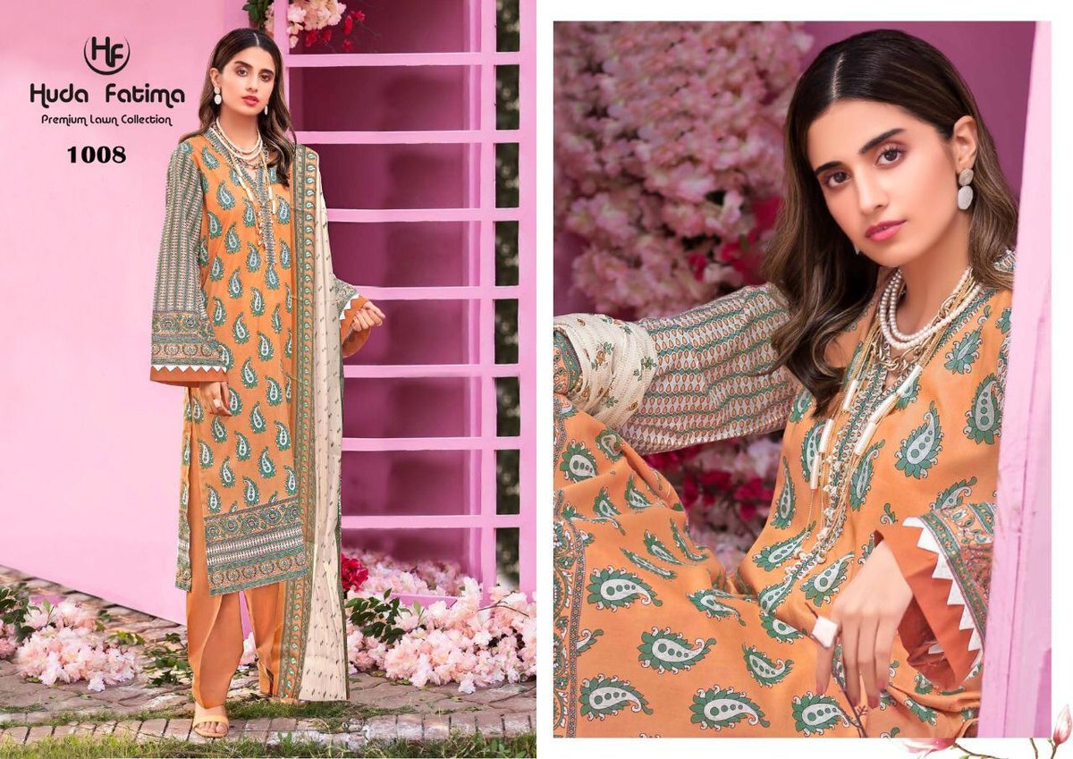 Huda Fatima Premium Lawn Collection Vol-1 1001-1010 Series 8