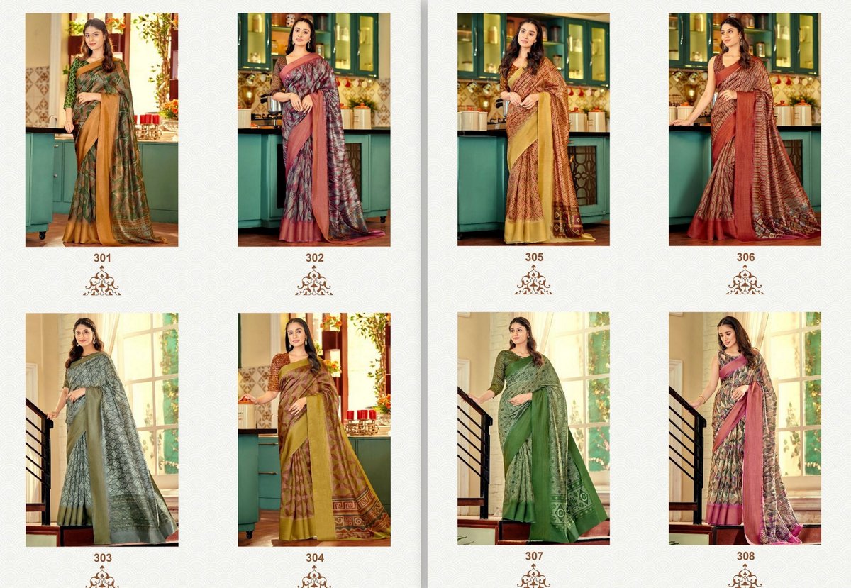 Apple Saree Crystal Silk Vol-3 301-308 Series 9