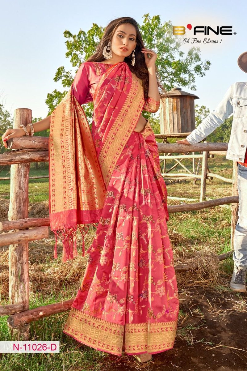 B Fine Saree Art Of Zari 11025-11027 Colors 4
