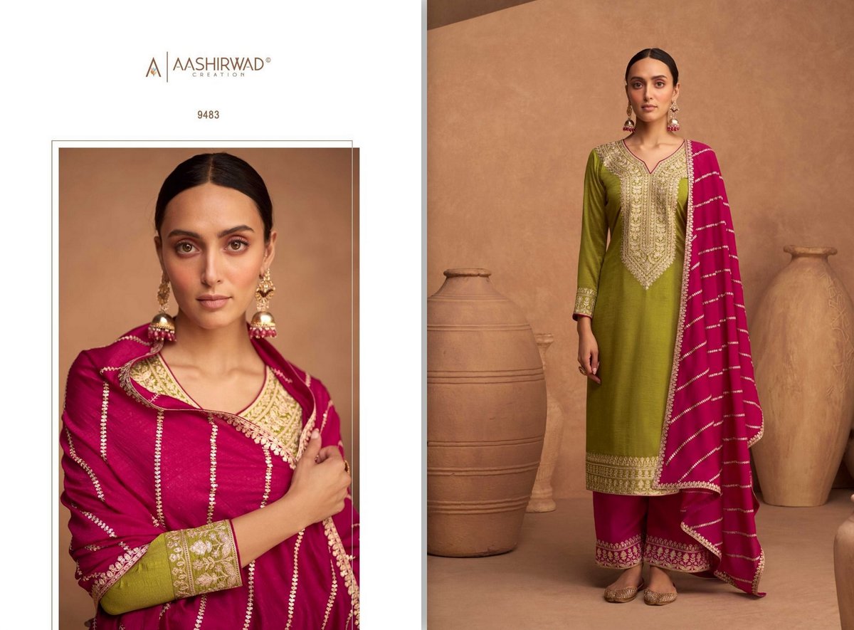 Aashirwad Creation Kesariya 9482-9484 Series 2