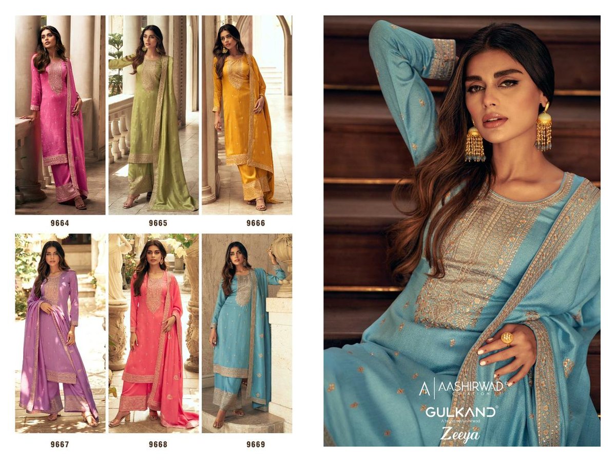 Aashirwad Creation Gulkand Zeeya 9664-9669 Series 7