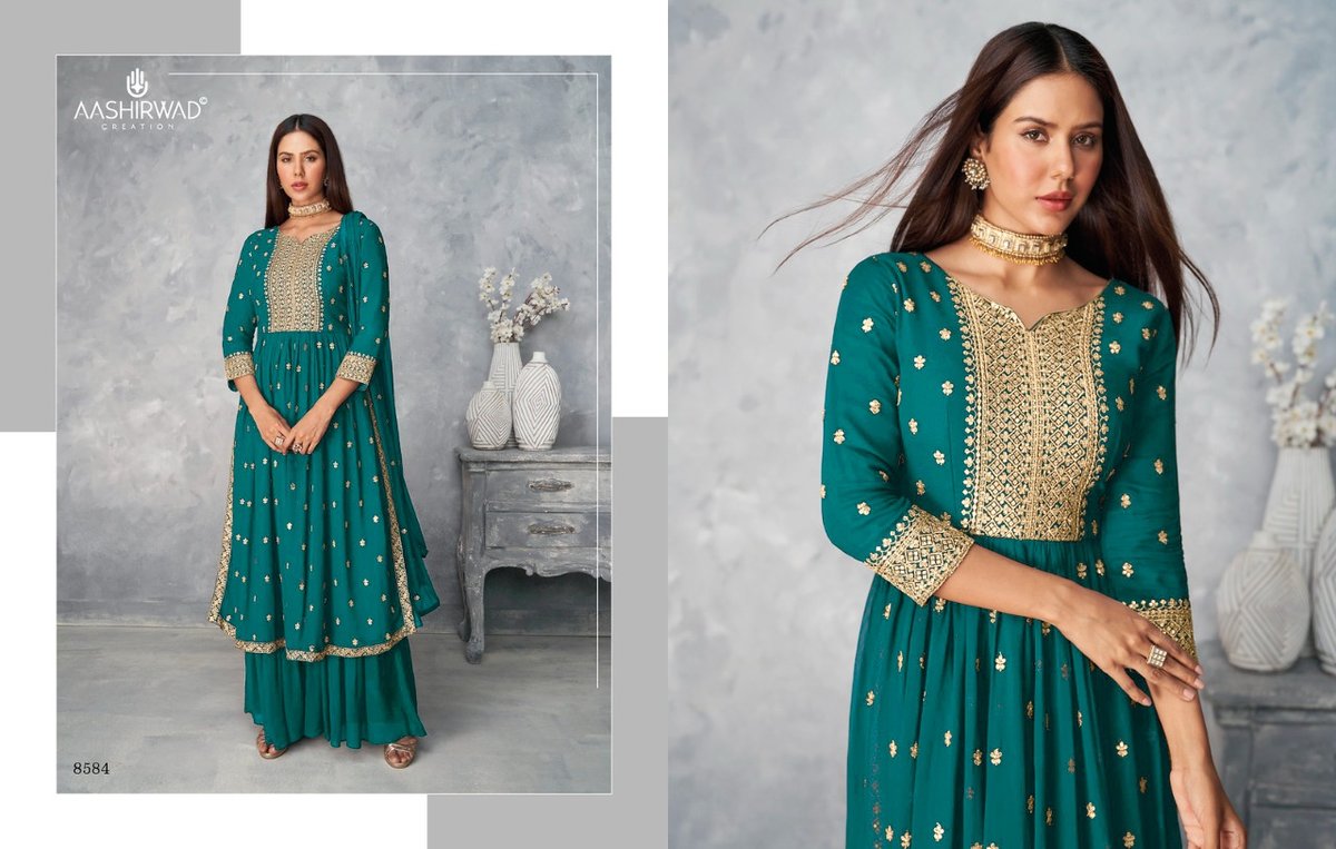Aashirwad Creation Satrangi Premium Quality 8584 Colors 10