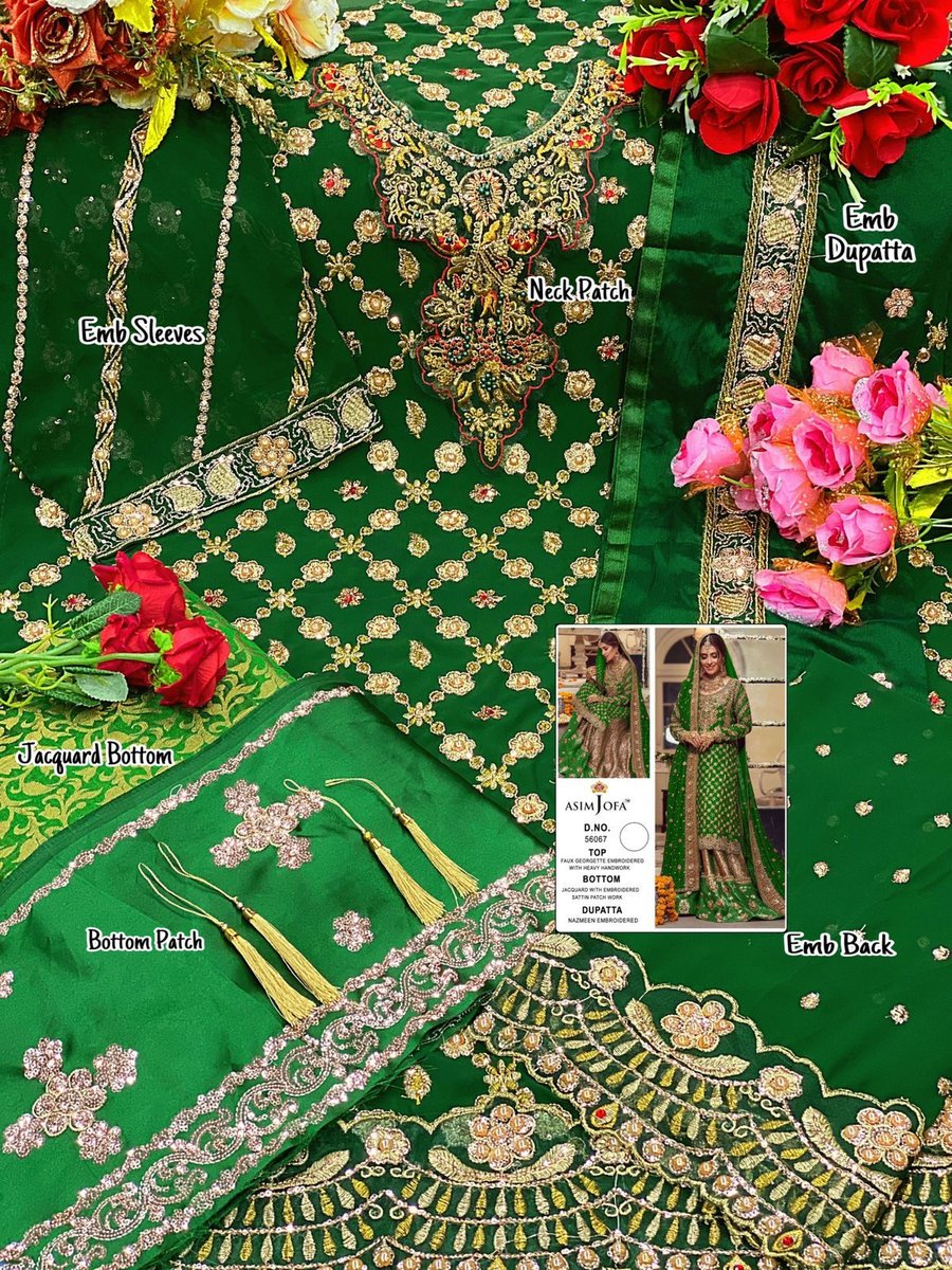 Asim Jofa Bridal Super Hit Green Color 56067 Design 2