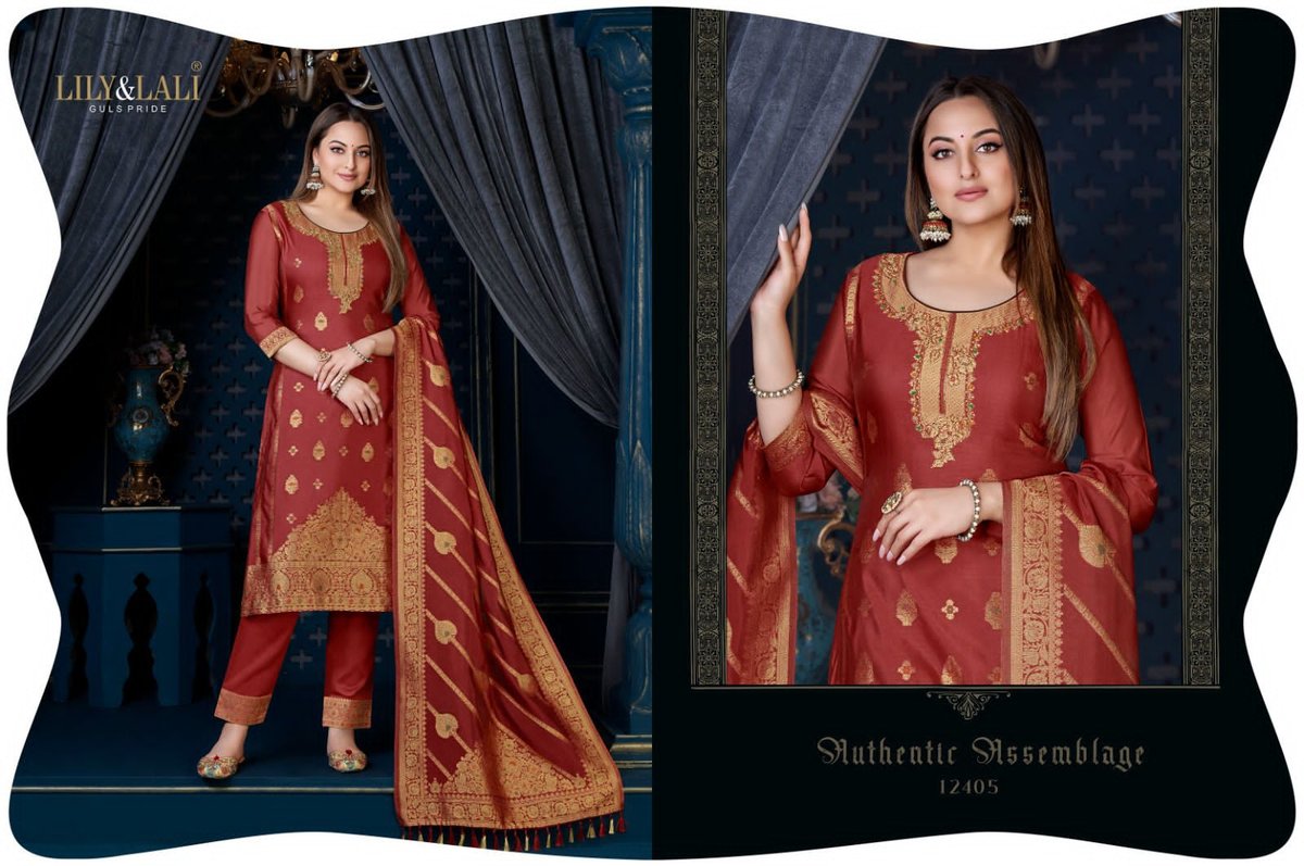 Lily And Lali Organza Jacquard Silk Kari Vol-3 12401-12408 Series 5