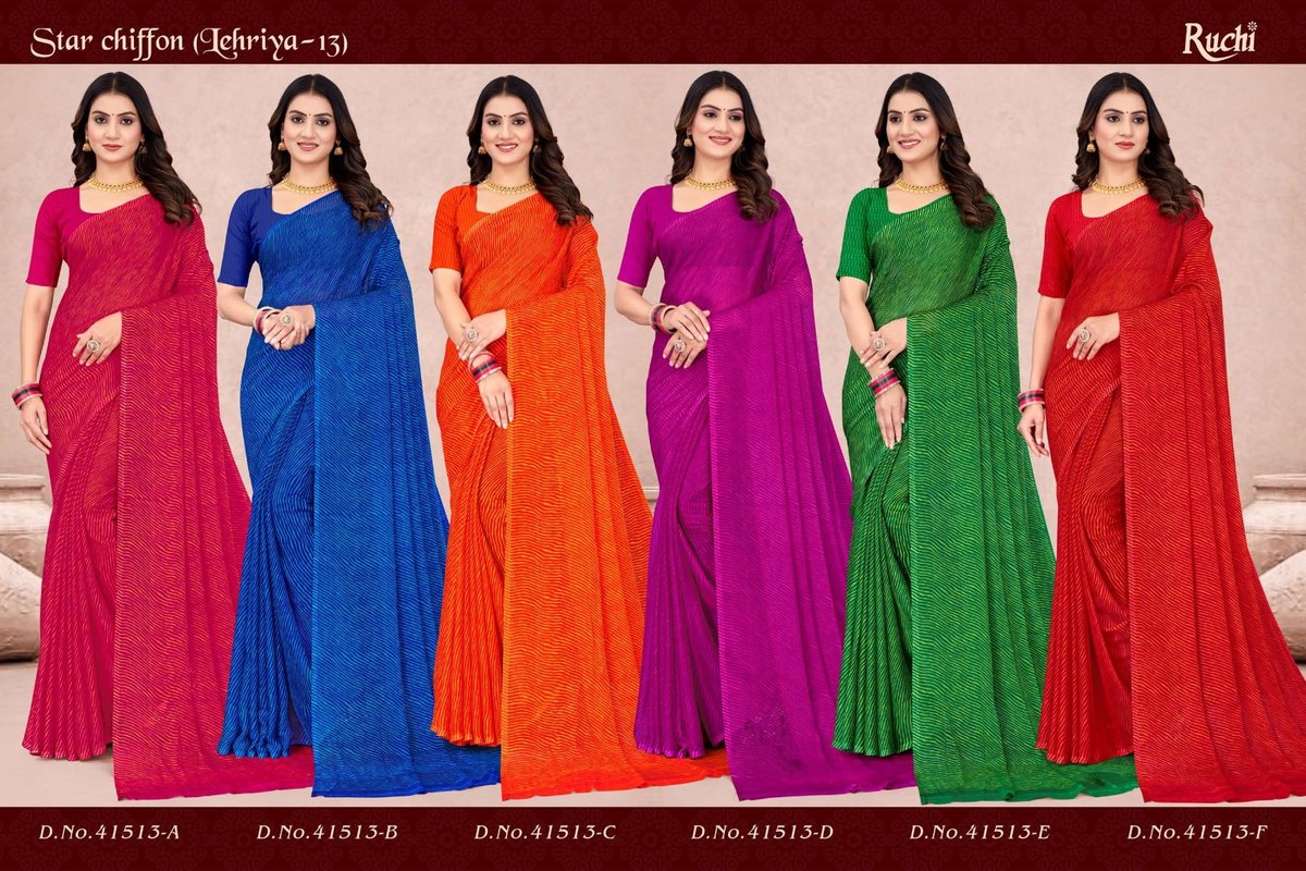 RUCHI STAR CHIFFON LEHRIYA VOL-13 41513A TO 41513F 7