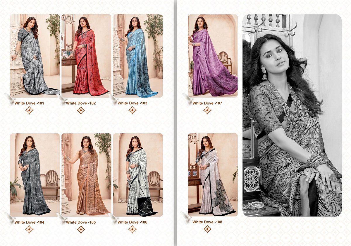 Apple Saree White Dove 101-108 Series 9