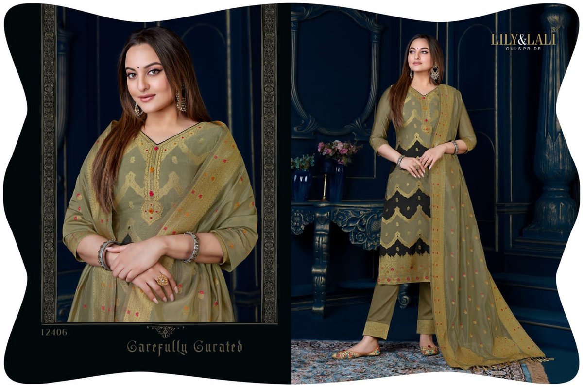 Lily And Lali Organza Jacquard Silk Kari Vol-3 12401-12408 Series 6