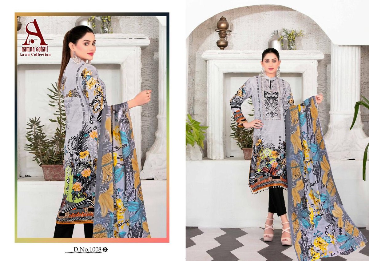 Aamna Sohail Lawn Collection 1001-1010 Series 8