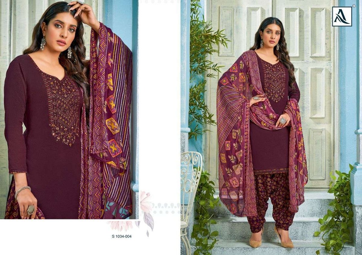 Alok Suits Nusrat-E-Patiyala 1034-001 to 1034-008 Series 4