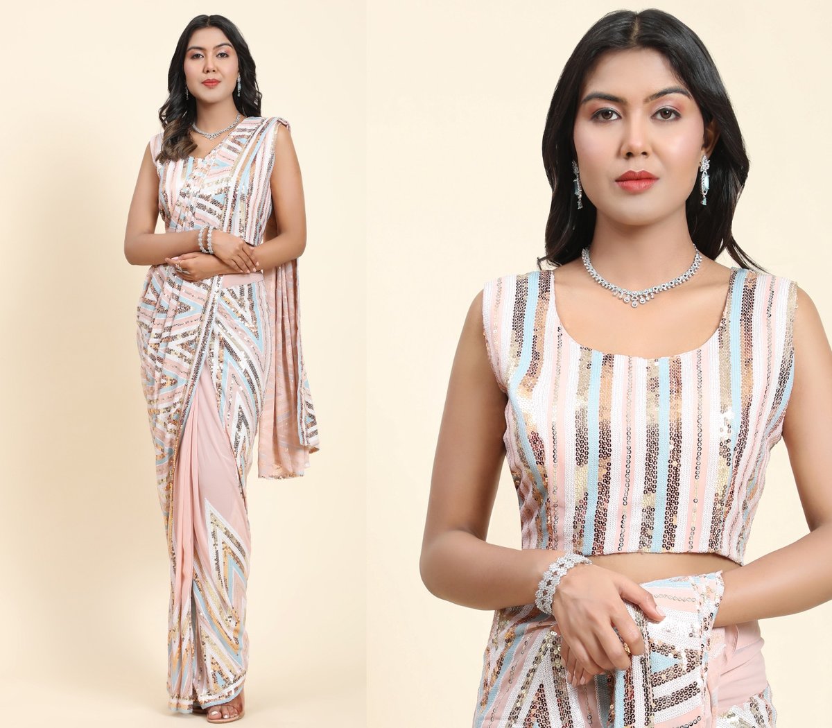 Aamoha Trendz Ready To Wear Designer Saree 255 Colors 3