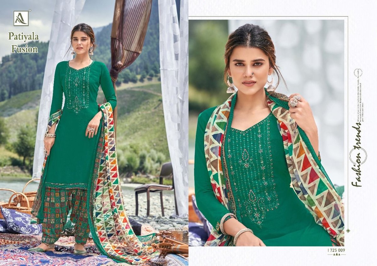 Alok Suits Patiyala Fusion 1725-001 to 1725-010 Series 9