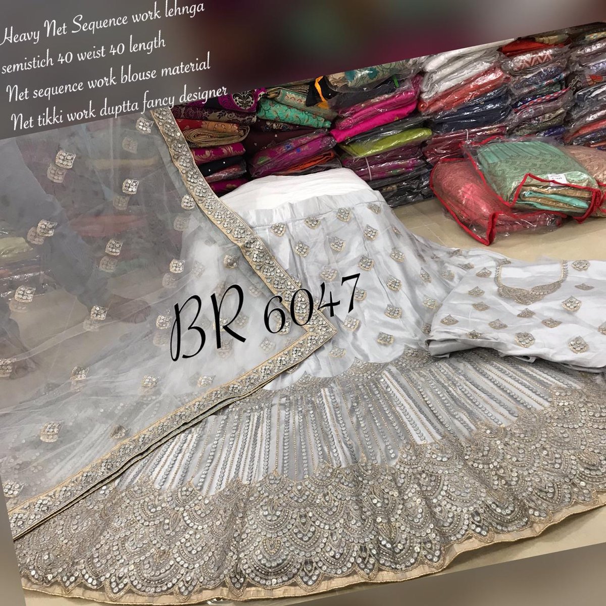 BR Designer Net Sequence Work Lehenga BR-6047 Colors 1
