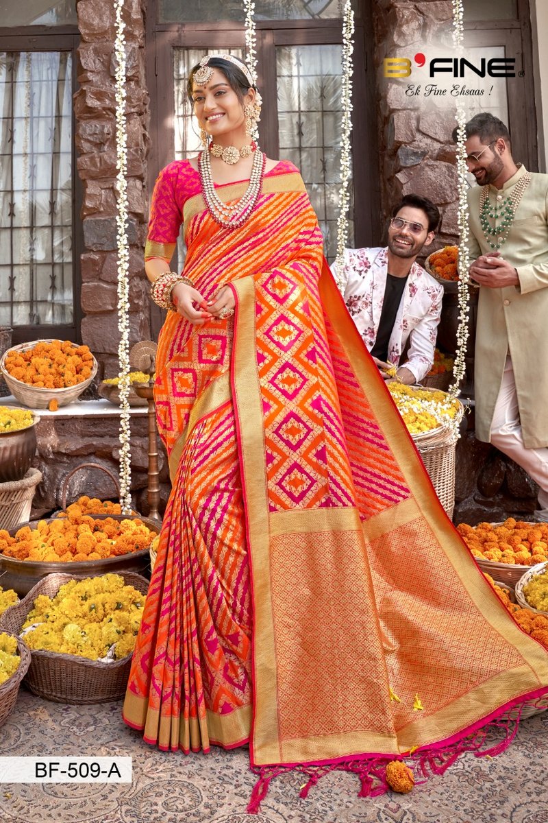 B Fine Saree Parampara BF-509 to BF-511 Colors 1