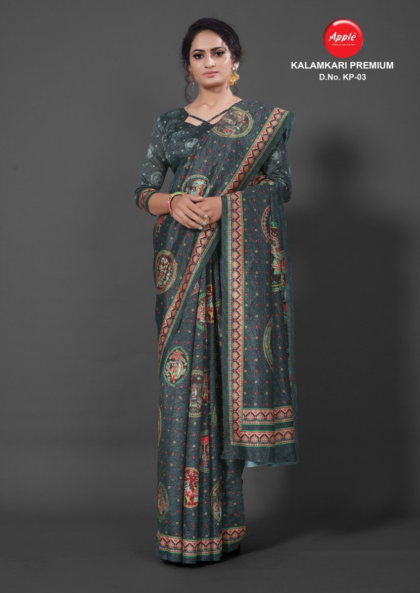 Apple Saree Kalamkari Premium KP-01 to KP-12  Series 3