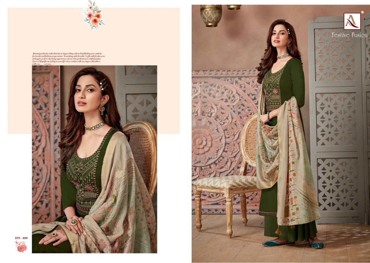 Alok Suits Festive Fusion 575-001 to 575-008 Series 5