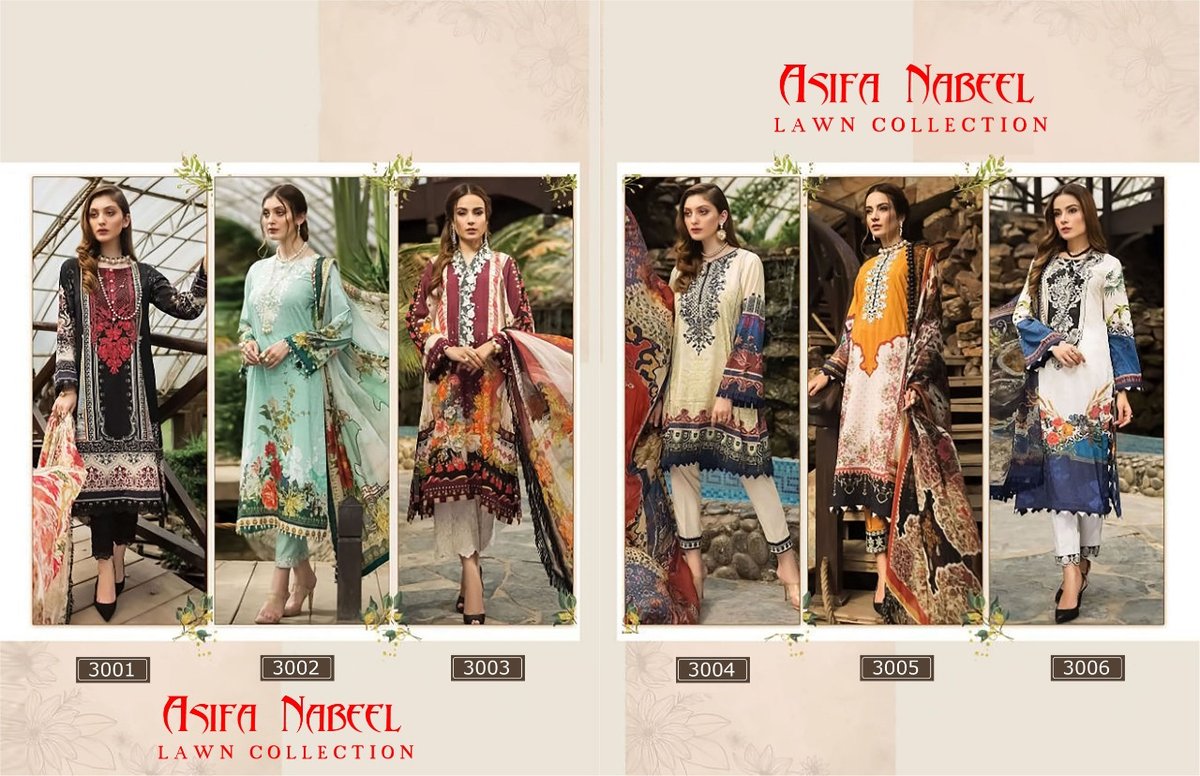 Asifa Nabeel Lawn Collection Vol-3 3001-3006 Series 7