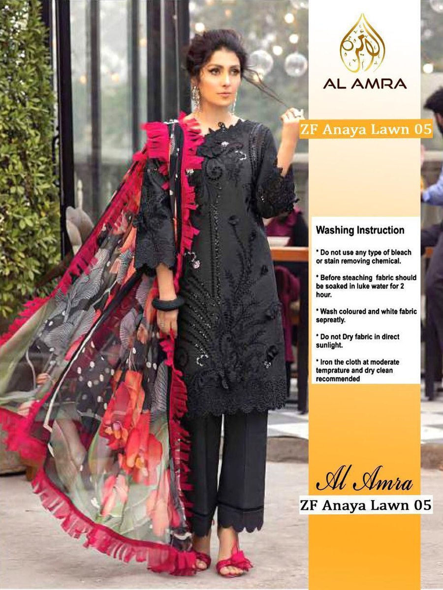 AL Amra Aanaya Lawn ZF 05 Black Dress 1