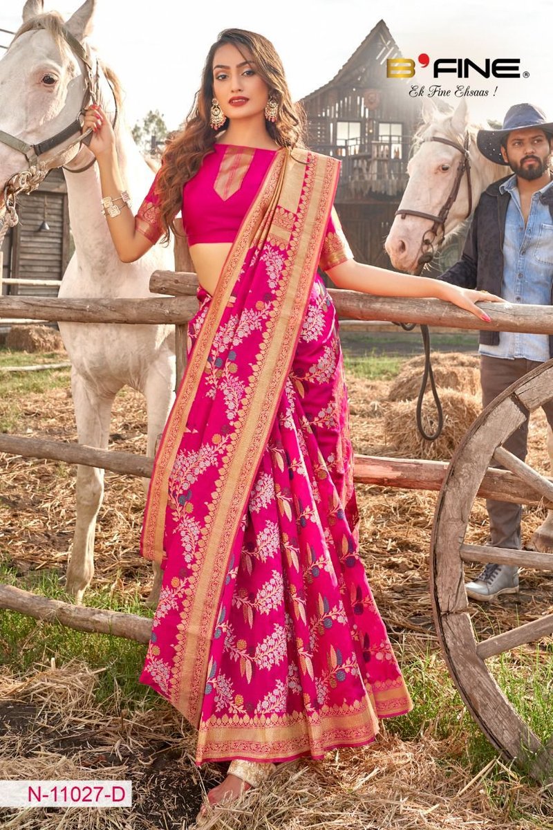 B Fine Saree Art Of Zari 11025-11027 Colors 6