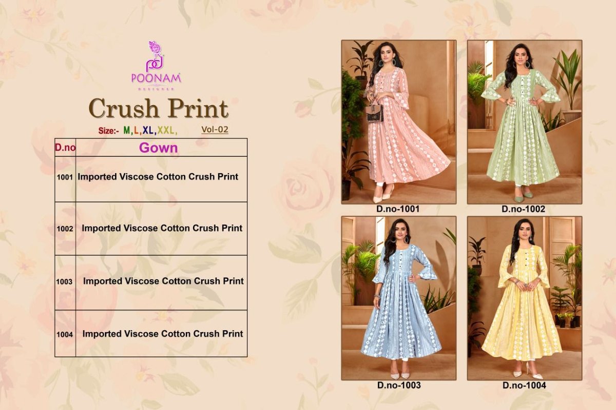 Poonam Designer Crush Print Vol-2 1001-1004 Series 5