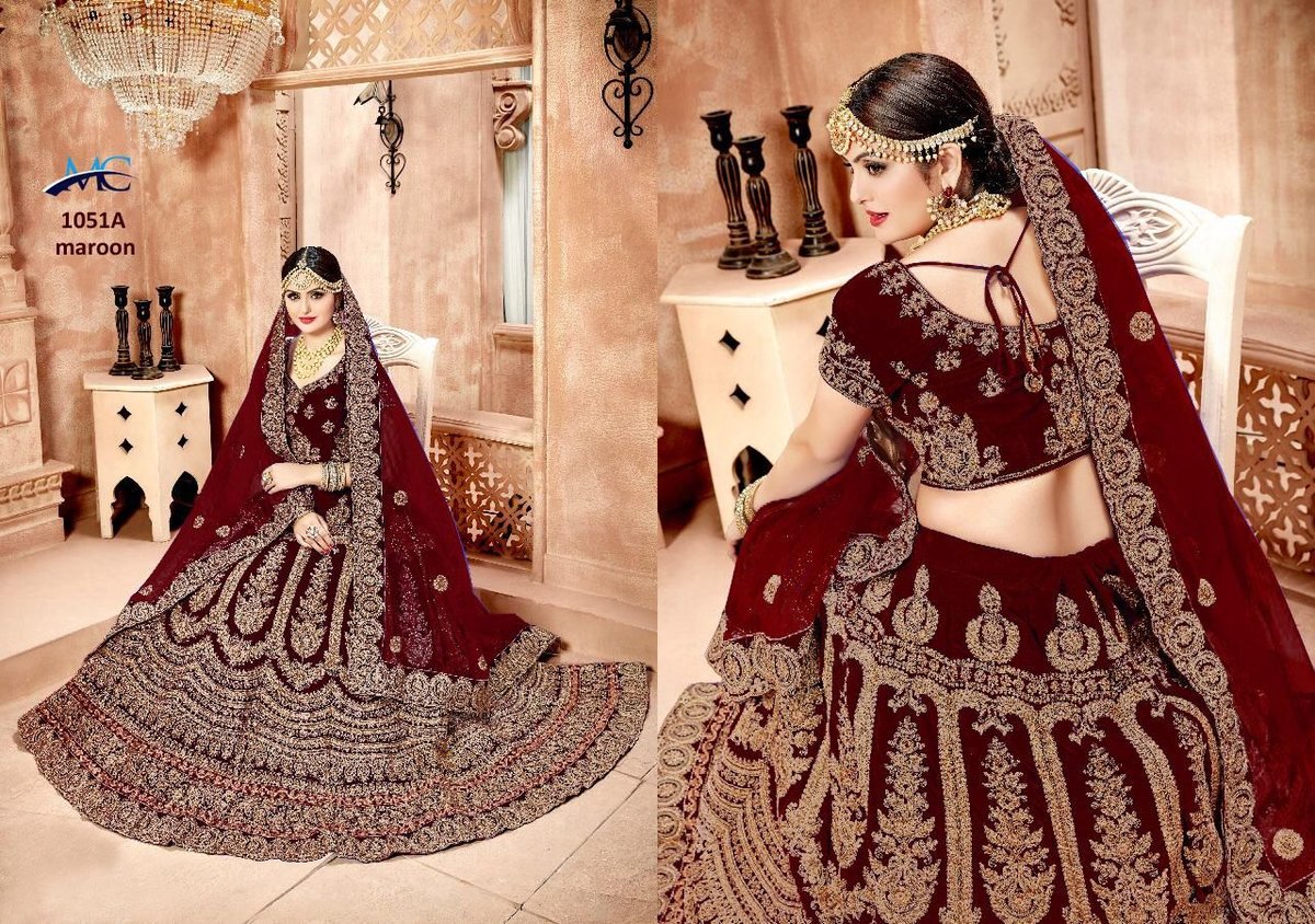 Mansi Creation Velvet Designer Bridal Wedding Lehenga MC-1051 Colors 1