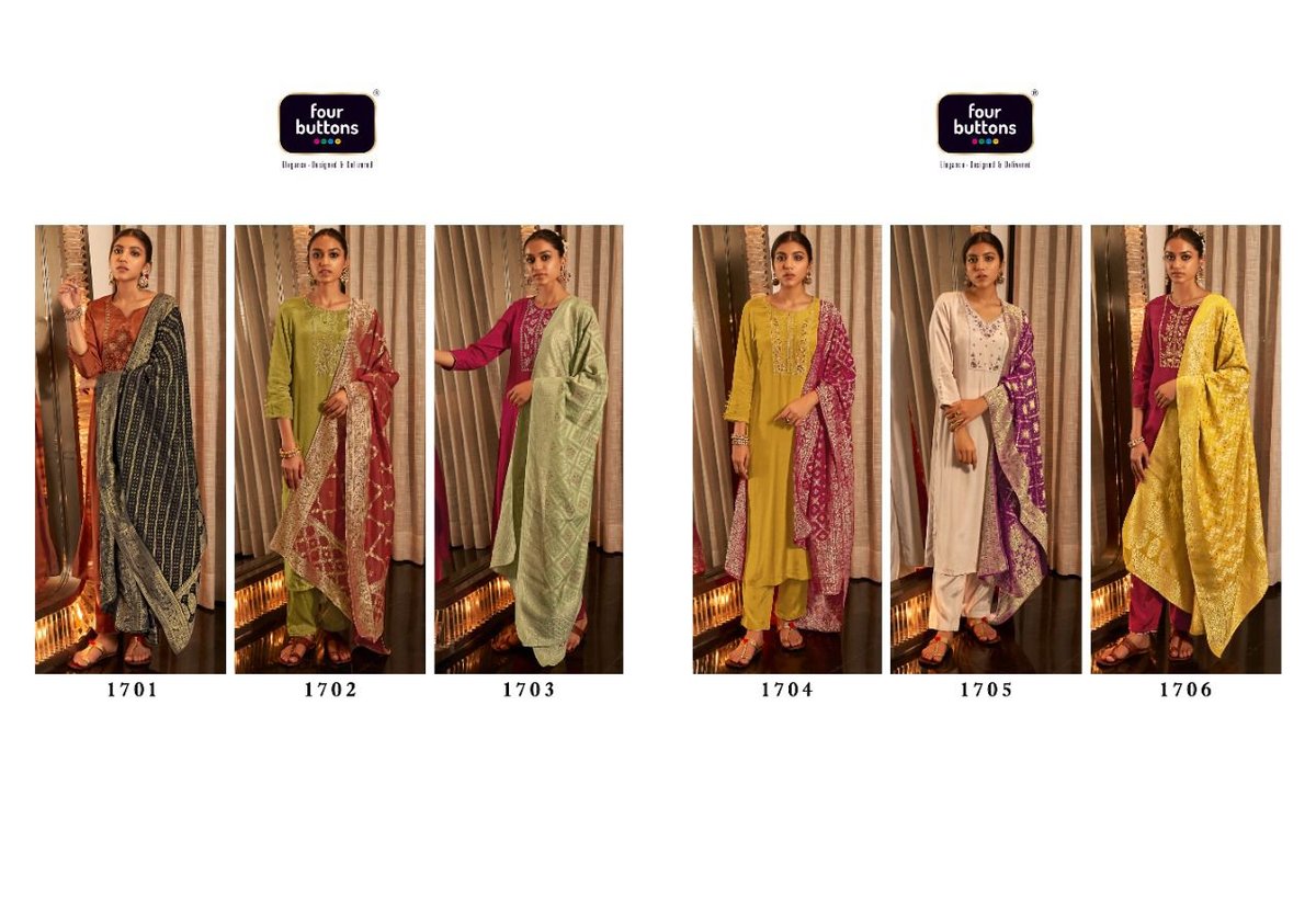 Four Buttons Bandhani Vol-3 1701-1706 Series 7