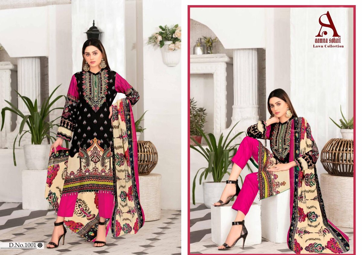 Aamna Sohail Lawn Collection 1001-1010 Series 1
