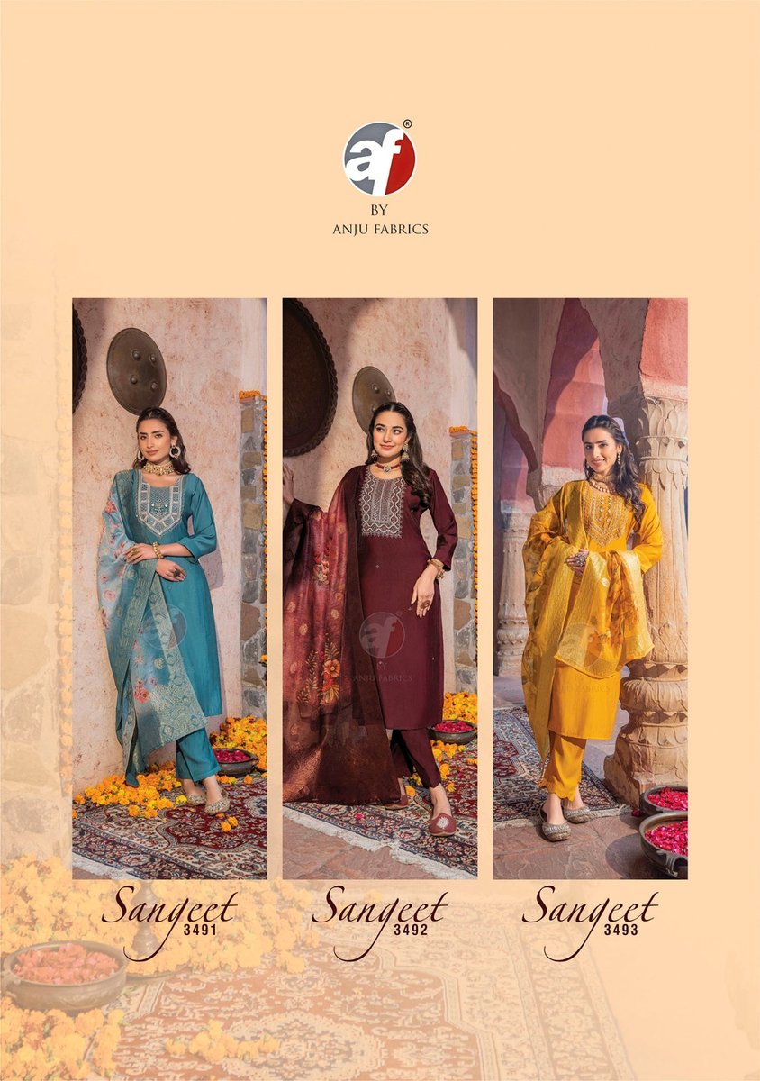 ANJU FABRIC SANGEET VOL-5 3491 TO 3493 4
