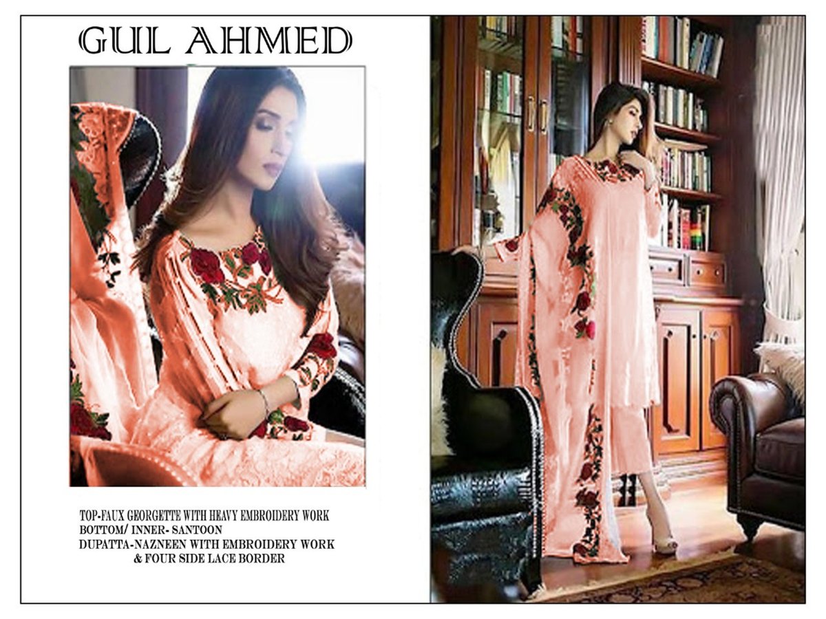 Gul Ahmad Passion Peach Salwar Suits 1