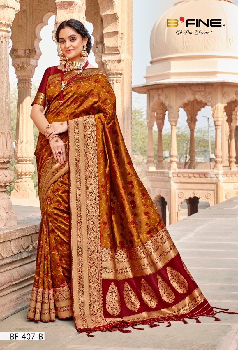 B Fine Saree Handwoven BF-406 to BF-409 Series 7