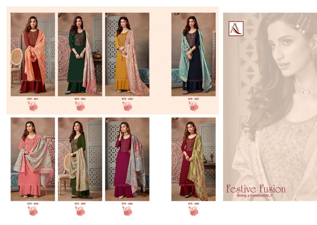 Alok Suits Festive Fusion 575-001 to 575-008 Series 9
