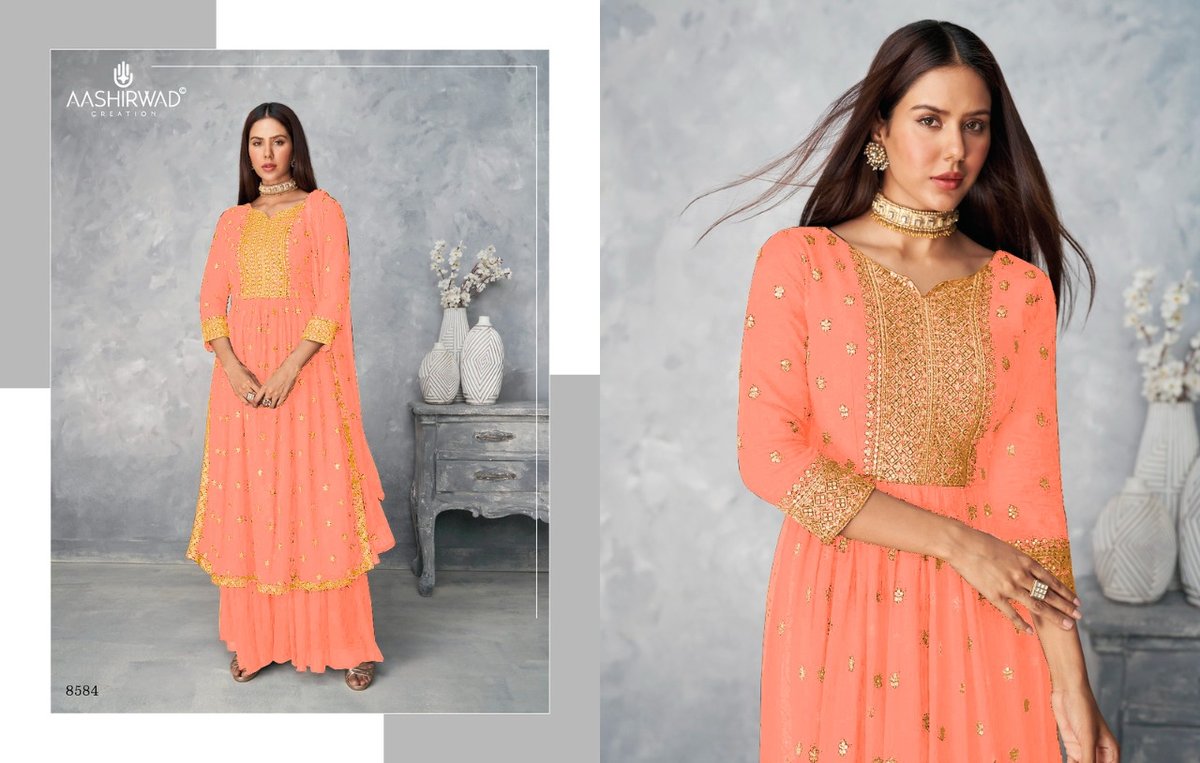 Aashirwad Creation Satrangi Premium Quality 8584 Colors 9
