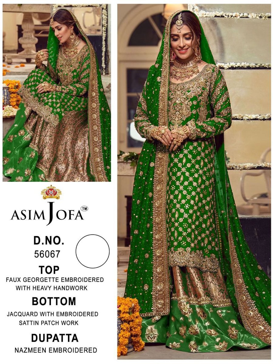Asim Jofa Bridal Super Hit Green Color 56067 Design 1