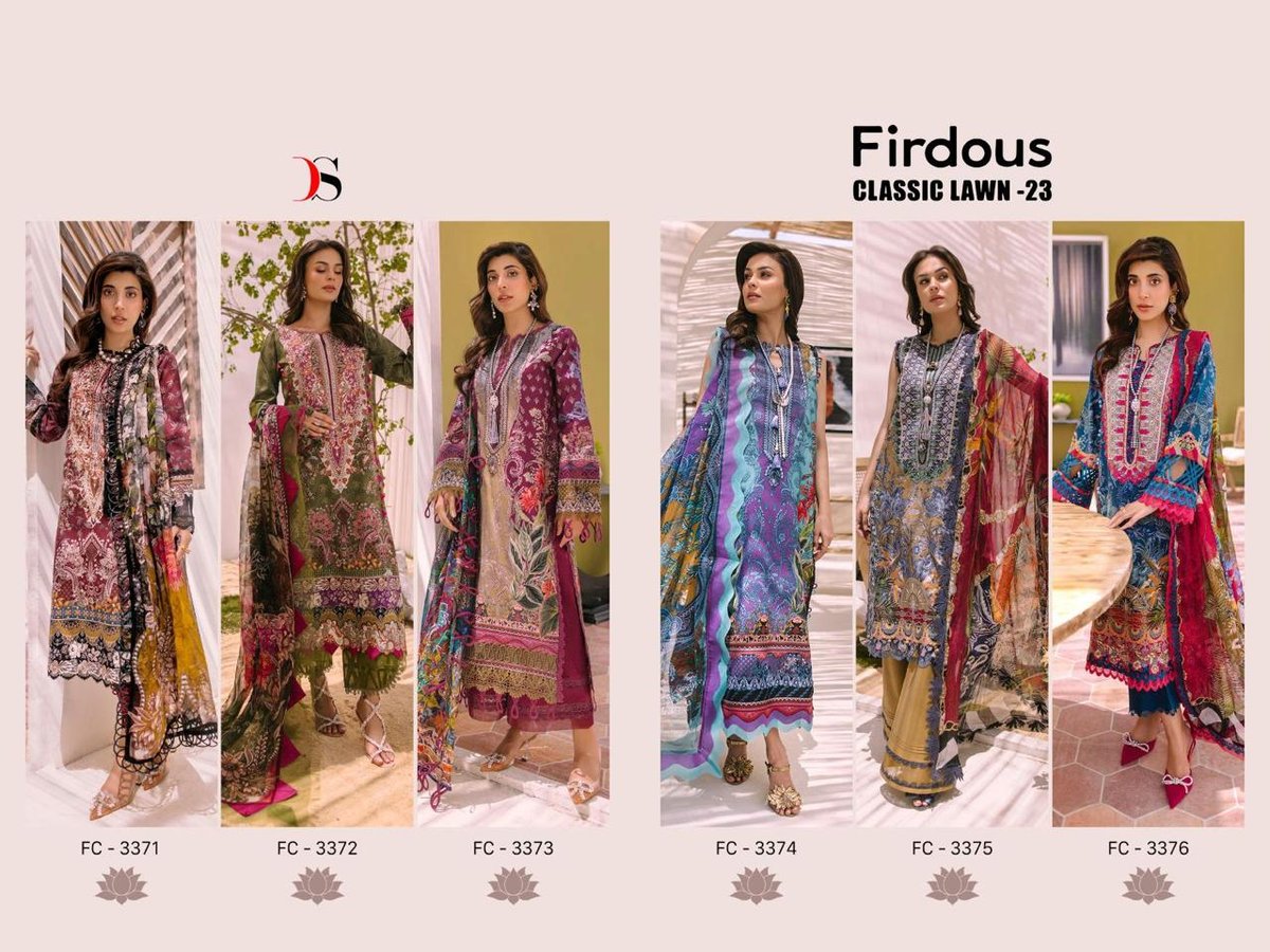 Deepsy Suit Firdous Classic Lawn Vol-23 3371-3376 Series 7