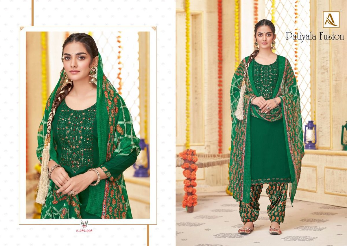 Alok Suit Patiyala Fusion 959-001 to 959-008 Series 5