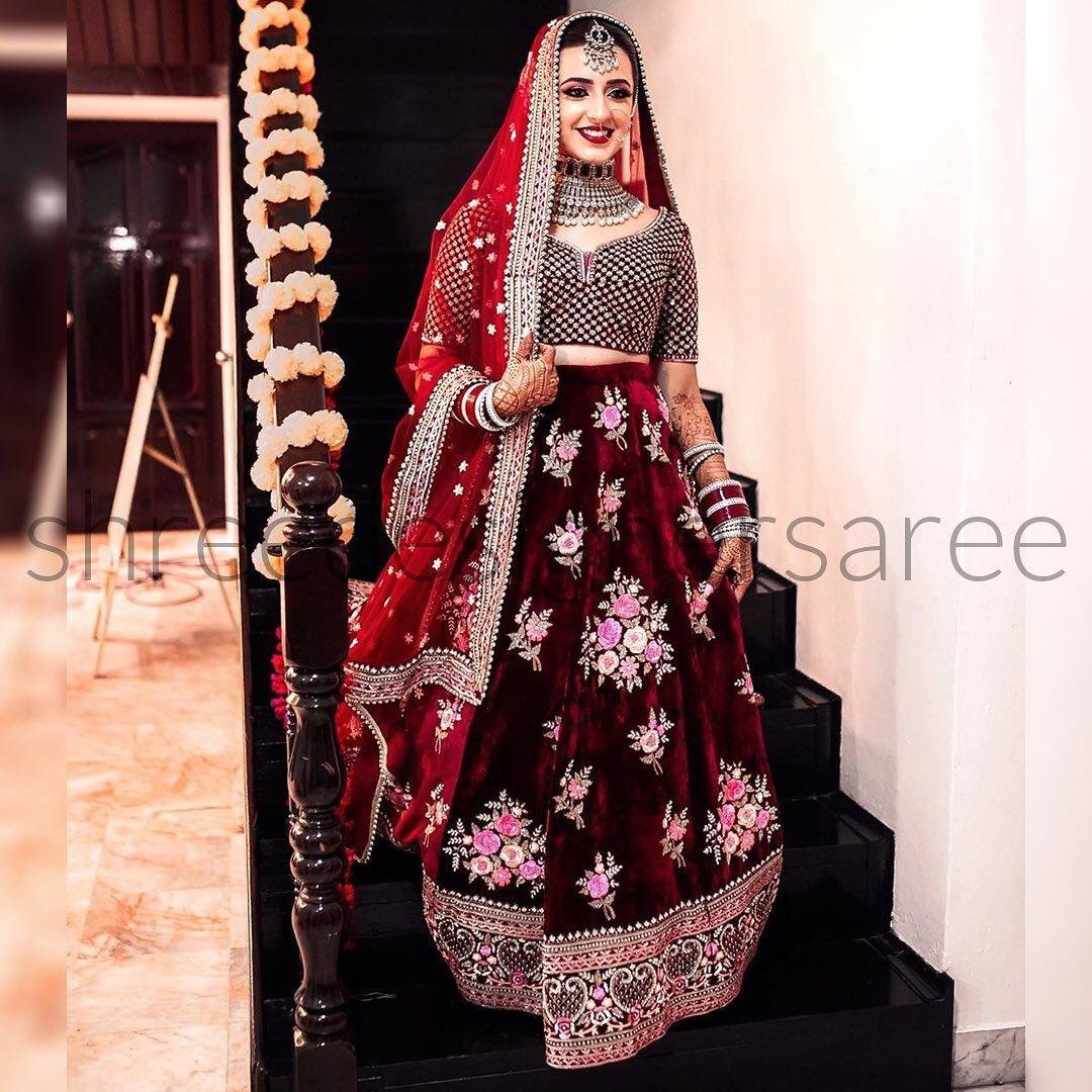 Designer Bridal Maroon Lehenga Choli LG-289 1