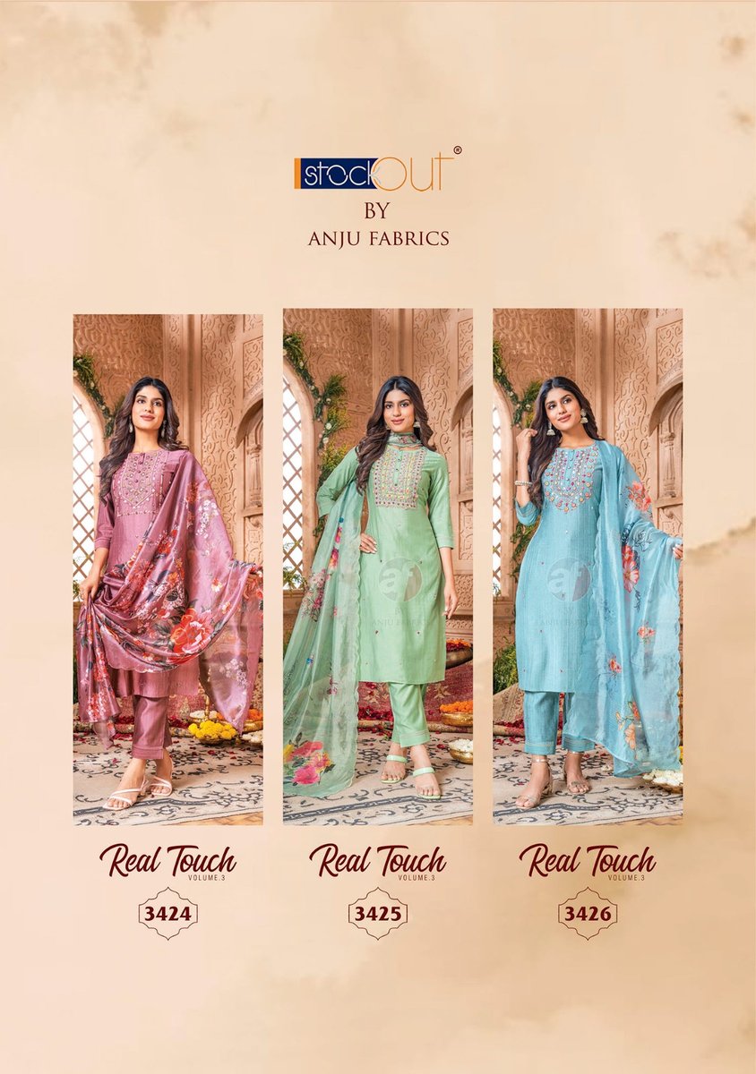 Anju Fabrics Real Touch Vol 3 3421 To 3426 Series 8