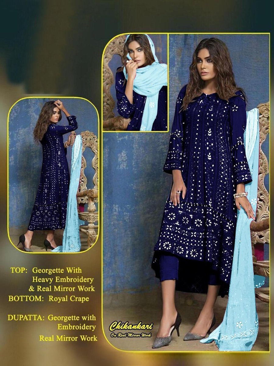 Chikankari Mirror Work Designer Suits Colors 2