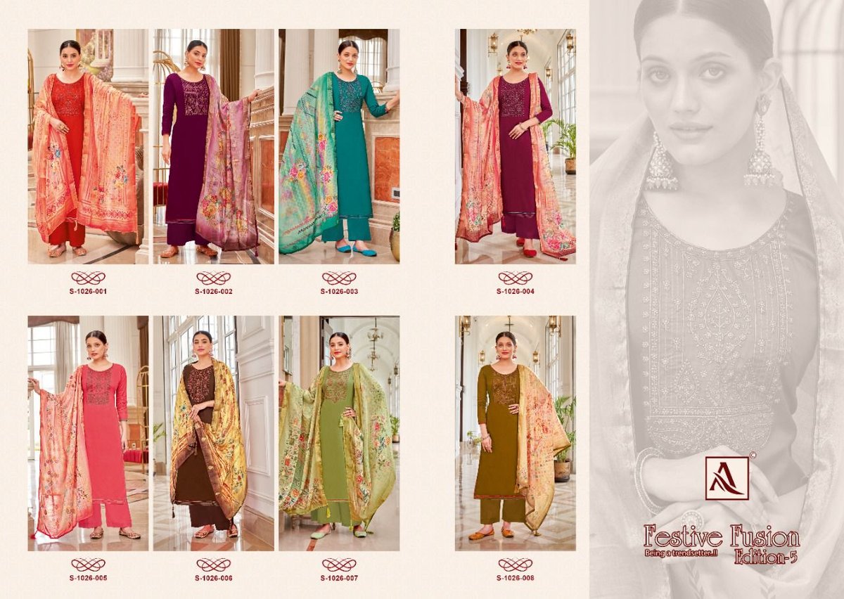 Alok Suit Festive Fusion Edition Vol-5 1026-001 to 1026-008 Series 9