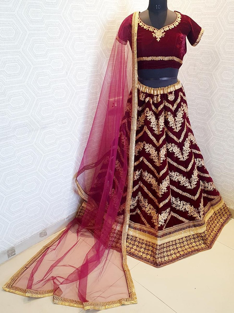 Bollywood Maroon Designer Lehenga 5133 Design 3