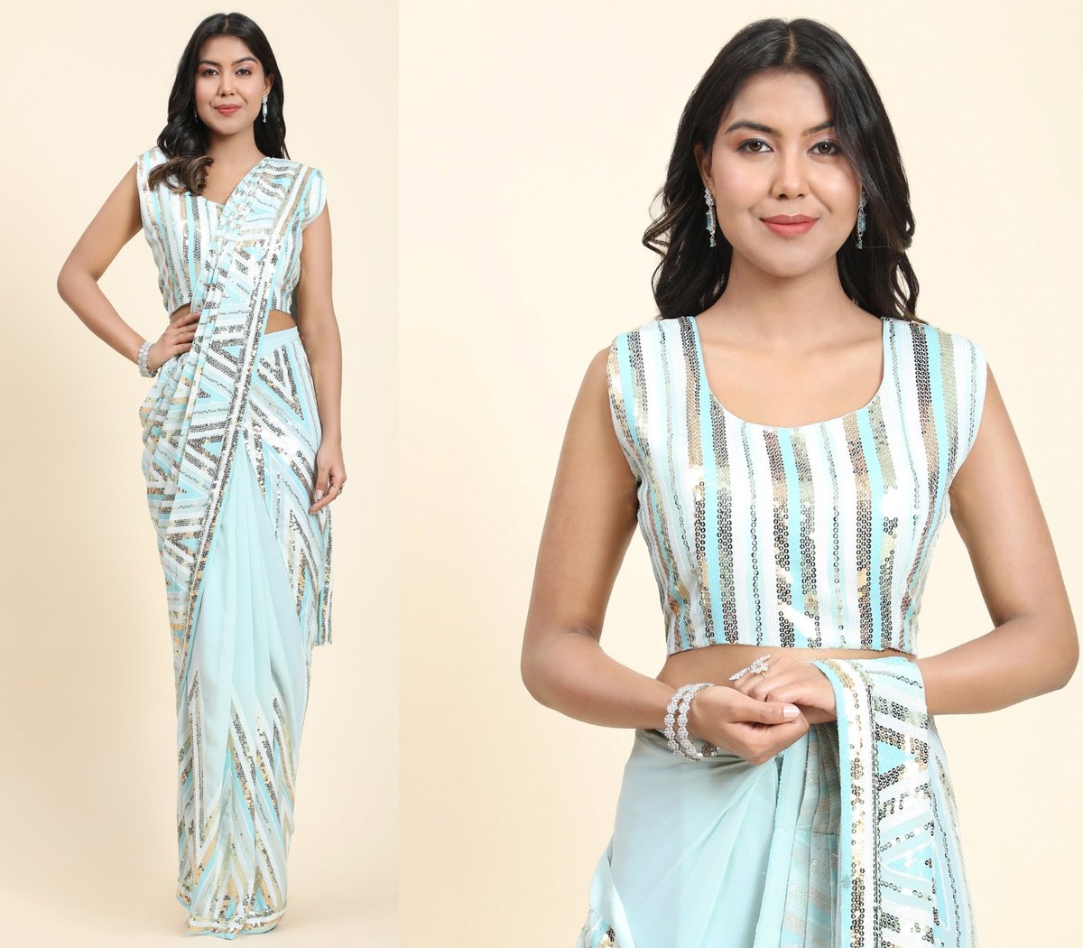 Aamoha Trendz Ready To Wear Designer Saree 255 Colors 4