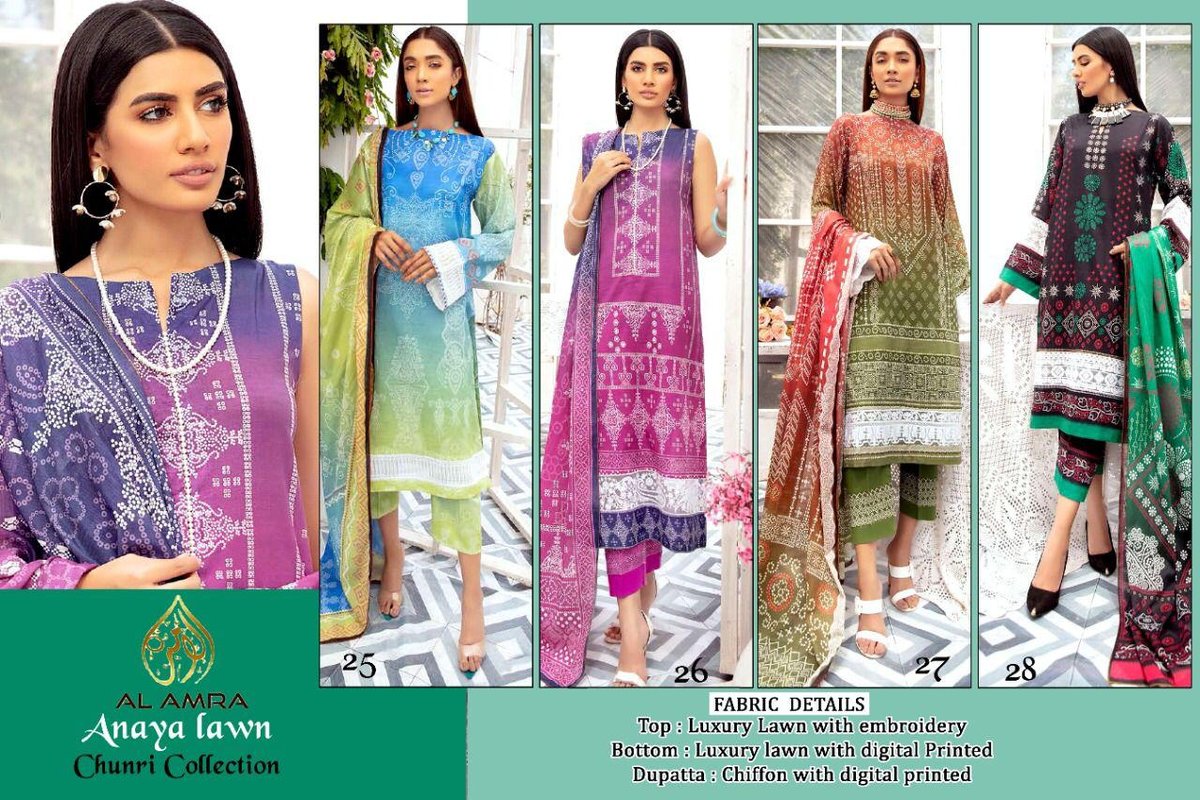 AL Amra Aanaya Lawn Chunri Collection 25-28 Series 5