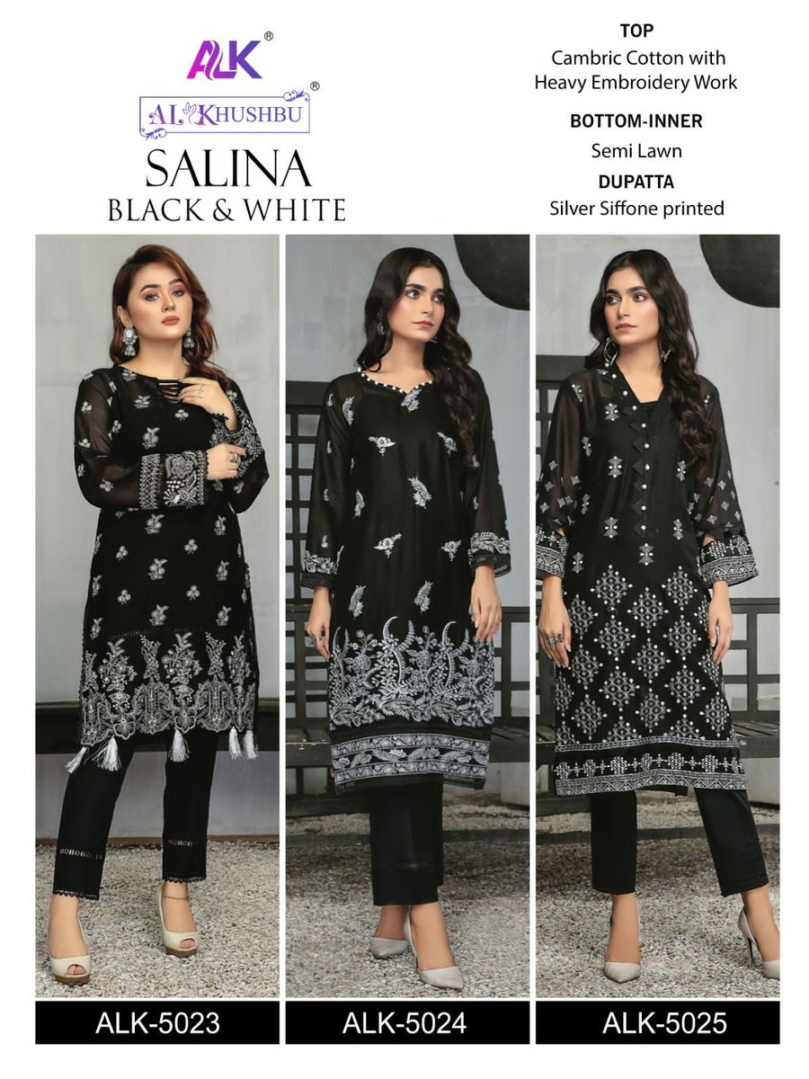 AL Khushbu Salina Black And White 5023-5025 Series 4