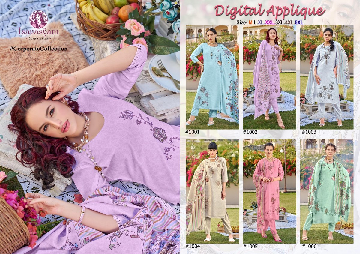 ISAVASYAM CORPORATION DIGITAL APPLIQUE 1001 TO 1006 7