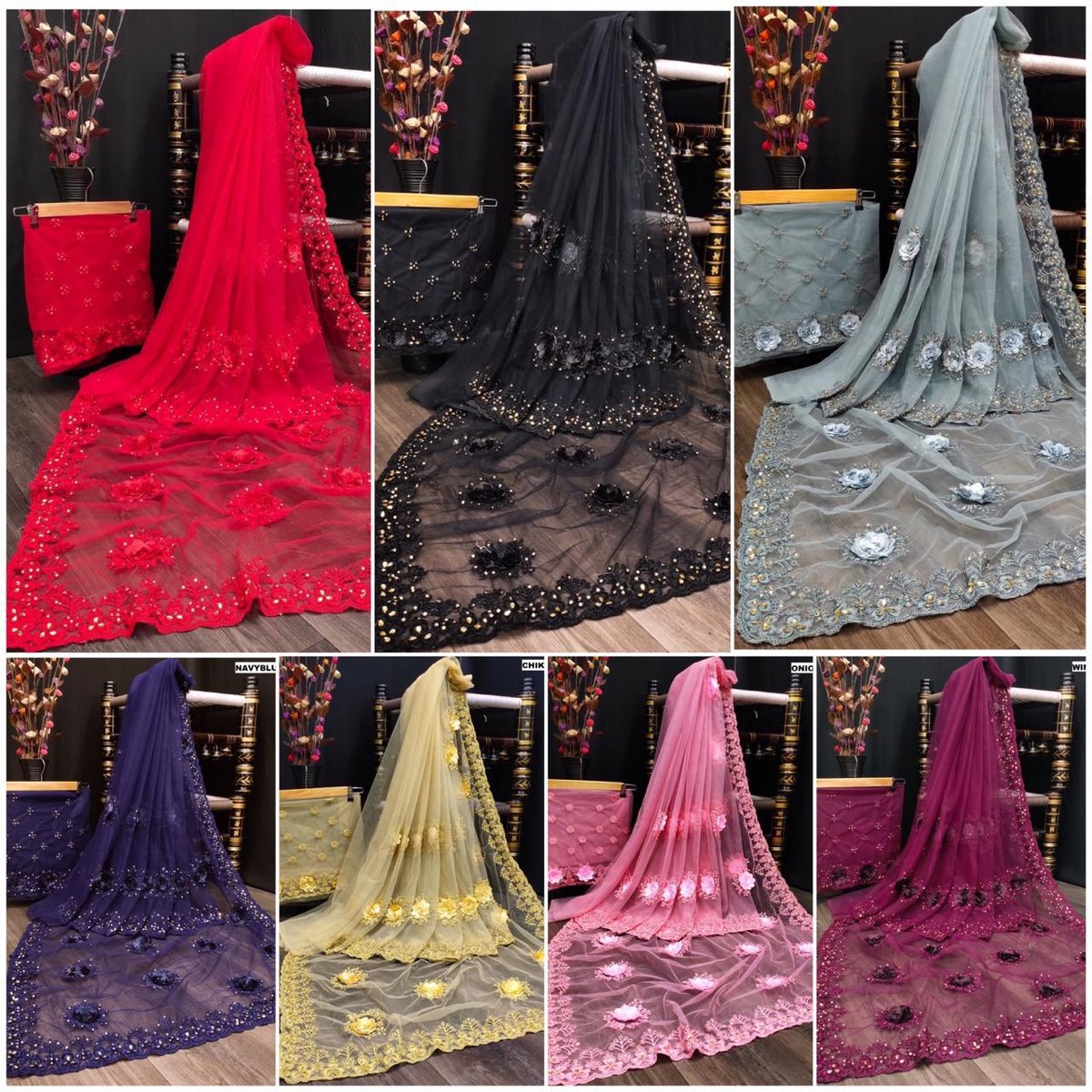 DF 3157 Designer Net Sarees 8