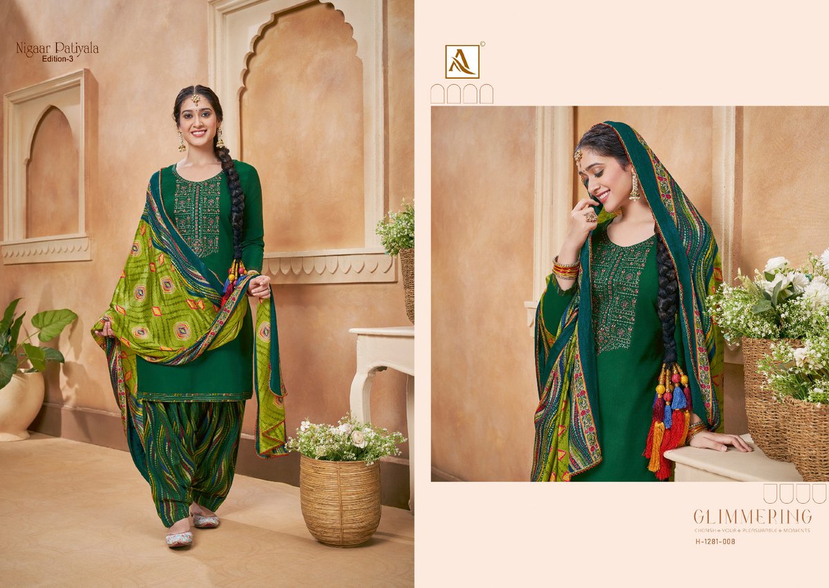 Alok Suit Nigaar Patiyala Vol-3 1281-001 to 1281-010 Series 8