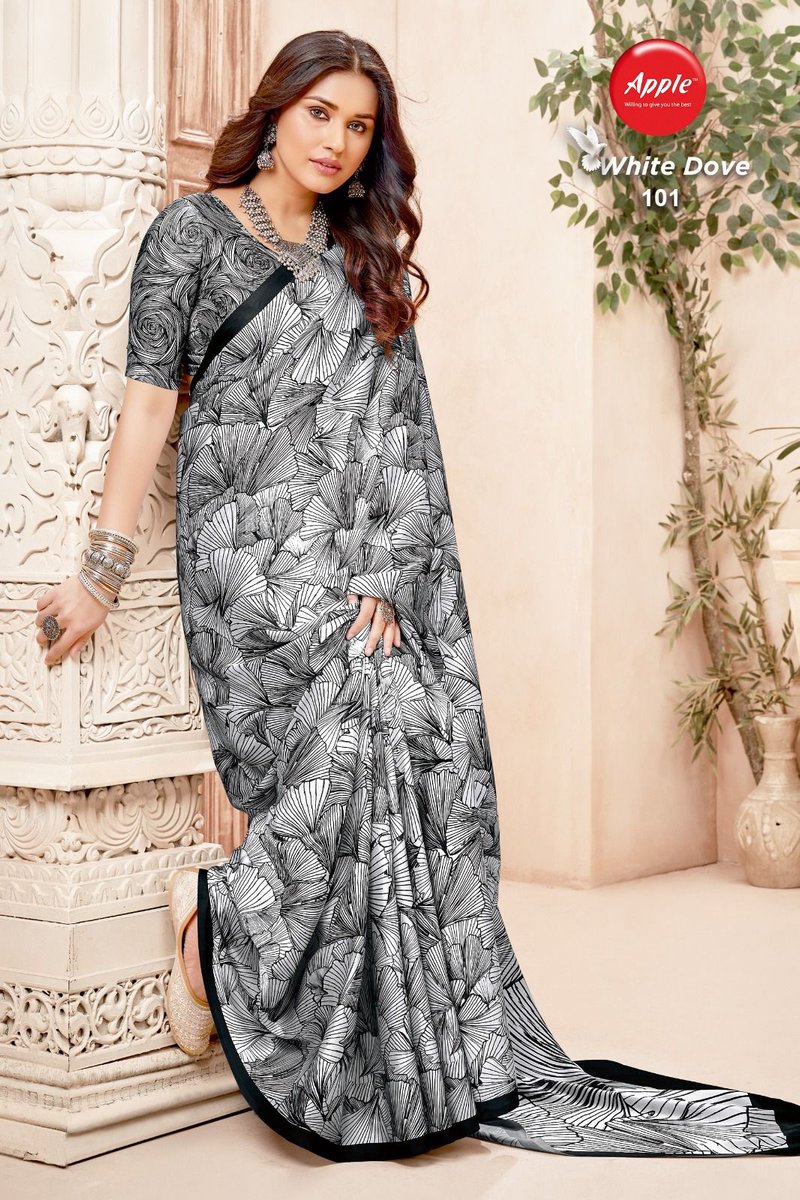 Apple Saree White Dove 101-108 Series 1