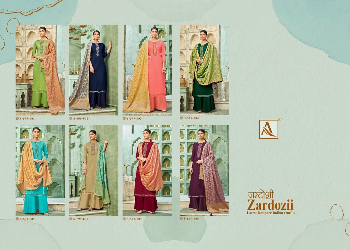 Alok Suits Zardozii 599-001 to 599-008 Series 9
