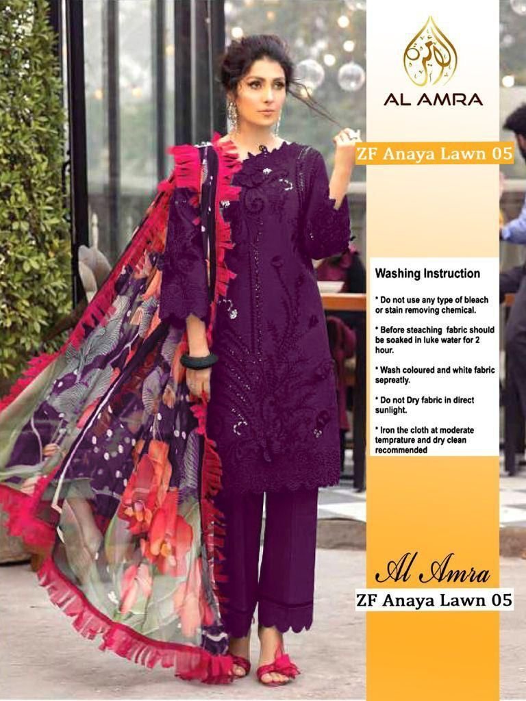 AL Amra Aanaya Lawn ZF 05 Violet Dress 1
