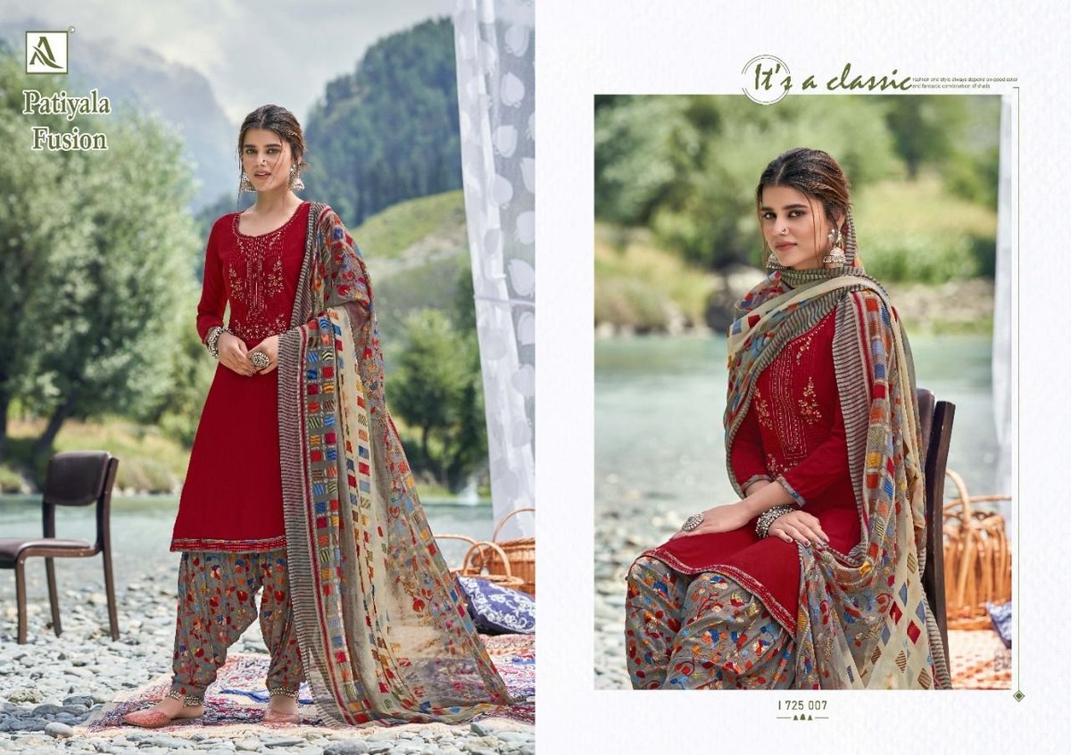 Alok Suits Patiyala Fusion 1725-001 to 1725-010 Series 7